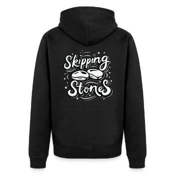 Skipping Stones - Unisex Premium Bio Zip Hoodie - Schwarz - Hinten - Nico (187cm)