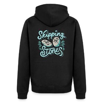 Skipping Stones - Unisex Premium Bio Zip Hoodie - Schwarz - Hinten - Nico (187cm)