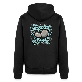 Skipping Stones - Unisex Premium Bio Zip Hoodie - Schwarz - Hinten - Nico (187cm)