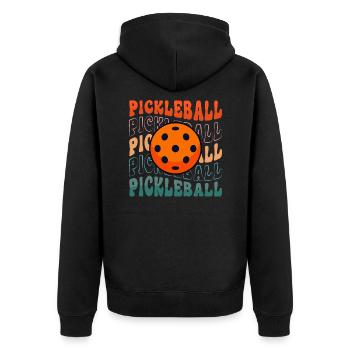 Pickleball Pickleball Pickleball - Unisex Premium Bio Zip Hoodie - Schwarz - Hinten - Nico (187cm)