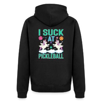 Je suis nul au pickleball - Mauvais joueur avec humour - Veste à capuche bio Premium Unisexe - noir - Dos - Nico (187cm)