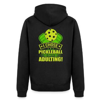 I Chose Pimple Ball Over Adulting - Unisex Premium Organic Zip Hoodie - black - Back - Nico (187cm)