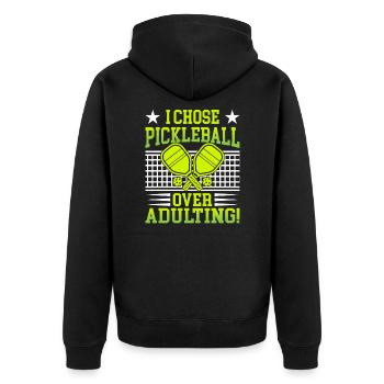 I Chose Pimple Ball Over Adulting - Unisex Premium Organic Zip Hoodie - black - Back - Nico (187cm)