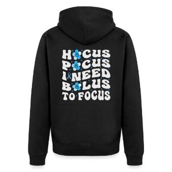 Hocus Pokus I Need Insulin To Focus - Diabetes - Unisex Premium Bio Zip Hoodie - Schwarz - Hinten - Nico (187cm)