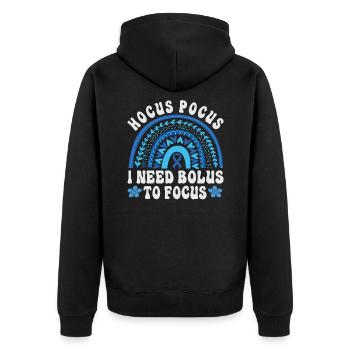 Hocus Pokus I Need Insulin To Focus - Diabetes - Unisex Premium Bio Zip Hoodie - Schwarz - Hinten - Nico (187cm)