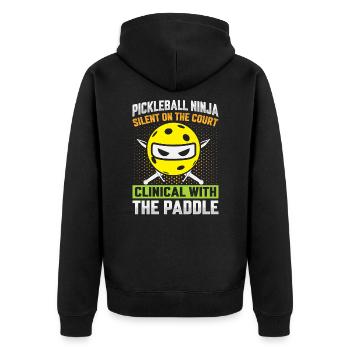 Pickleball Ninja - Silent With The Paddle - Unisex Premium Organic Zip Hoodie - black - Back - Nico (187cm)