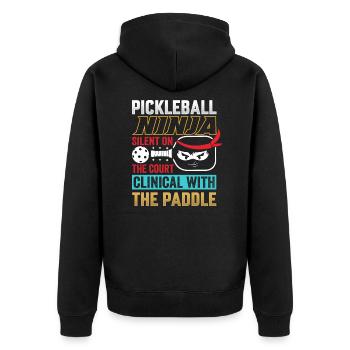 Pickleball Ninja - Silent With The Paddle - Unisex Premium Organic Zip Hoodie - black - Back - Nico (187cm)