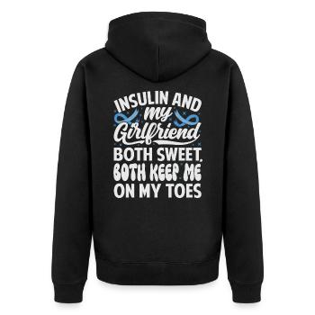 L’insuline et la petite amie sont toutes les deux douces, restent sur mes gardes - Veste à capuche bio Premium Unisexe - noir - Dos - Nico (187cm)