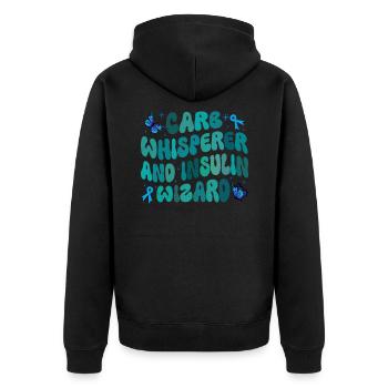 Carb Whisperer And Insulin Wizard - Unisex Premium Organic Zip Hoodie - black - Back - Nico (187cm)