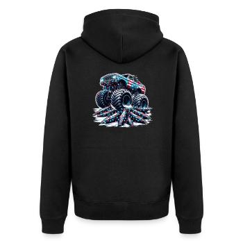 USA Monster Truck - Weihnachtsbäume - Unisex Premium Bio Zip Hoodie - Schwarz - Hinten - Nico (187cm)