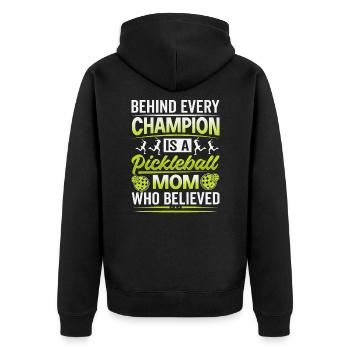 Behind Every Champion Is A Mom Who Believed - Unisex Premium Organic Zip Hoodie - black - Back - Nico (187cm)