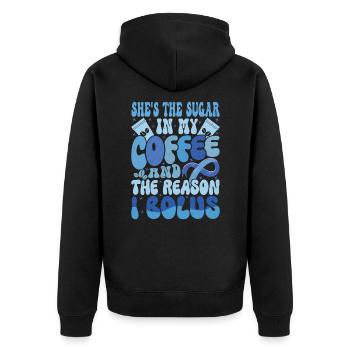 Elle est le sucre dans mon café - Veste à capuche bio Premium Unisexe - noir - Dos - Nico (187cm)