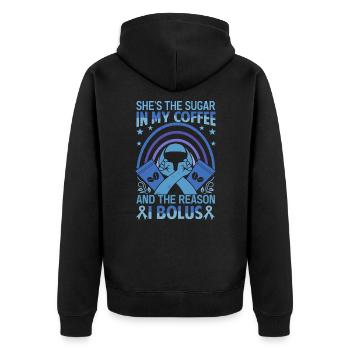 Elle est le sucre dans mon café - Veste à capuche bio Premium Unisexe - noir - Dos - Nico (187cm)
