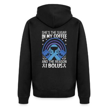 Elle est le sucre dans mon café - Veste à capuche bio Premium Unisexe - noir - Dos - Nico (187cm)