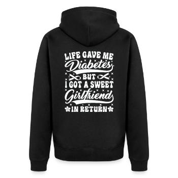 La vie m’a donné le diabète et une douce petite amie - Veste à capuche bio Premium Unisexe - noir - Dos - Nico (187cm)