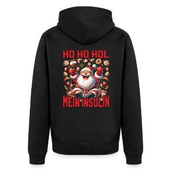 Ho Ho Hold My Blood Sugar Level - Diabetes Spruch - Unisex Premium Bio Zip Hoodie - Schwarz - Hinten - Nico (187cm)