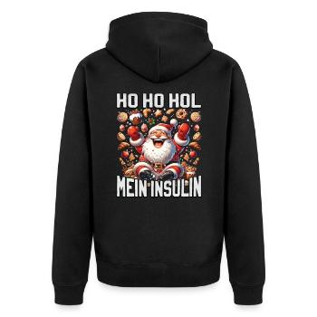 Ho Ho Hold My Blood Sugar Level - Diabetes Spruch - Unisex Premium Bio Zip Hoodie - Schwarz - Hinten - Nico (187cm)