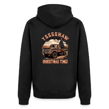 Yeehaw It's Christmas Time – Pick-up-truck - Unisex Premium Bio Zip Hoodie - Schwarz - Hinten - Nico (187cm)