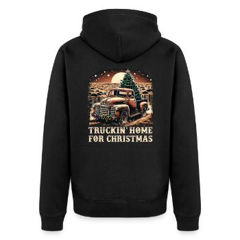 Truckin Home For Christmas - Pick Up Truck - Unisex Premium Organic Zip Hoodie - black - Back - Nico (187cm)