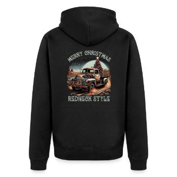 Merry Christmas Redneck Style - Pick up Truck - Unisex Premium Bio Zip Hoodie - Schwarz - Hinten - Nico (187cm)