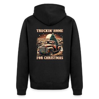 Truckin Home For Christmas – Pick-up-truck - Unisex Premium Organic Zip Hoodie - black - Back - Nico (187cm)