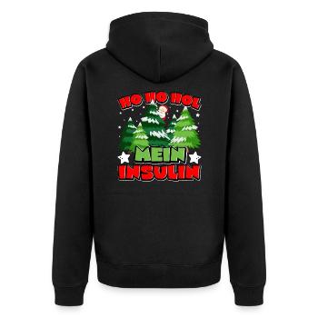 Ho Ho Hol Mein Insulin - Lustiger Diabetiker - Unisex Premium Bio Zip Hoodie - Schwarz - Hinten - Nico (187cm)