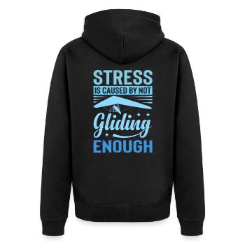 Stress Is Caused By Not Gliding Enough - Unisex Premium Bio Zip Hoodie - Schwarz - Hinten - Nico (187cm)