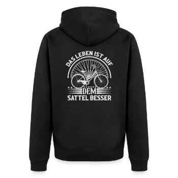 Radfahrer - Das Leben Ist Auf Dem Sattel Besser - Unisex Premium Bio Zip Hoodie - Schwarz - Hinten - Nico (187cm)