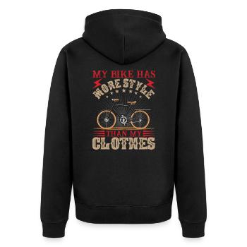 My bike has more style than my clothes - Unisex Premium Organic Zip Hoodie - black - Back - Nico (187cm)