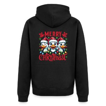MERRY ChristMAST - Weihnachtsgans Festtagsessen - Unisex Premium Bio Zip Hoodie - Schwarz - Hinten - Nico (187cm)