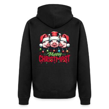 MERRY ChristMAST - Weihnachtsbraten Essen Mahlzeit - Unisex Premium Bio Zip Hoodie - Schwarz - Hinten - Nico (187cm)