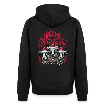 MERRY ChristMAST - Weihnachtsbraten Rinder Essen - Unisex Premium Bio Zip Hoodie - Schwarz - Hinten - Nico (187cm)