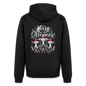 MERRY ChristMAST - Weihnachtsbraten Rinder Essen - Unisex Premium Bio Zip Hoodie - Schwarz - Hinten - Nico (187cm)