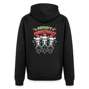 MERRY ChristMAST - Weihnachtsbraten Rinder Essen - Unisex Premium Bio Zip Hoodie - Schwarz - Hinten - Nico (187cm)