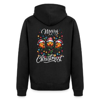 MERRY ChristMAST - Weihnachtsbraten Essen Mahlzeit - Unisex Premium Bio Zip Hoodie - Schwarz - Hinten - Nico (187cm)