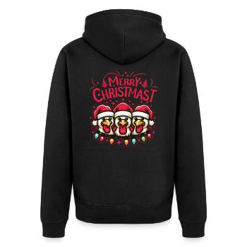 MERRY ChristMAST - Weihnachtsbraten Essen Mahlzeit - Unisex Premium Bio Zip Hoodie - Schwarz - Hinten - Nico (187cm)