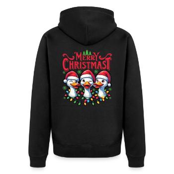 MERRY ChristMAST - Weihnachtsgans Festtagsessen - Unisex Premium Bio Zip Hoodie - Schwarz - Hinten - Nico (187cm)