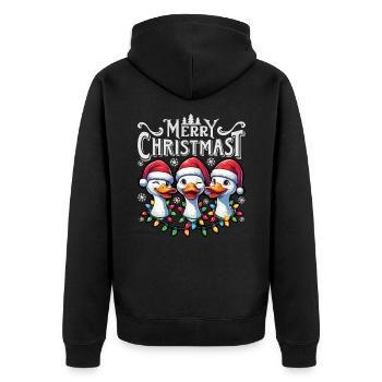 MERRY ChristMAST - Weihnachtsgans Festtagsessen - Unisex Premium Bio Zip Hoodie - Schwarz - Hinten - Nico (187cm)