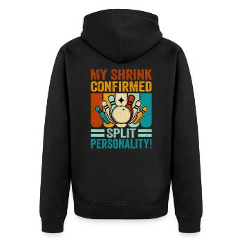 My Therapist Is Right Split Personality - Unisex Premium Bio Zip Hoodie - Schwarz - Hinten - Nico (187cm)