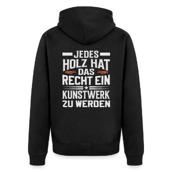 Tischler Bootsbauer Holzbearbeitung Spruch - Unisex Premium Bio Zip Hoodie - Schwarz - Hinten - Nico (187cm)