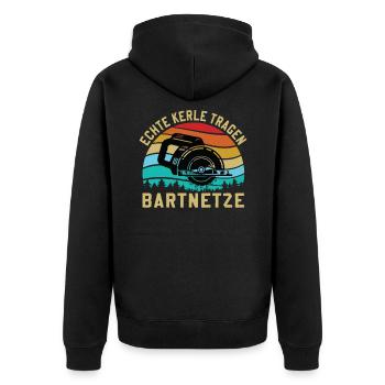 Forstwirtschaft Waldarbeiter Spruch Echte Kerle - Unisex Premium Bio Zip Hoodie - Schwarz - Hinten - Nico (187cm)