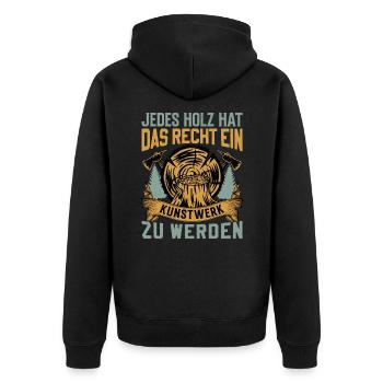 Tischler Bootsbauer Holzbearbeitung Spruch - Unisex Premium Bio Zip Hoodie - Schwarz - Hinten - Nico (187cm)