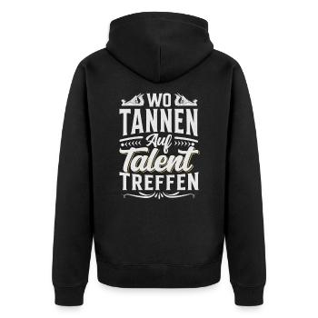 Retro Förster Waldarbeiter Spruch - Tanne - Unisex Premium Bio Zip Hoodie - Schwarz - Hinten - Nico (187cm)