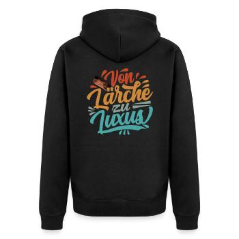 Retro Förster Waldarbeiter Spruch - Lärche - Unisex Premium Bio Zip Hoodie - Schwarz - Hinten - Nico (187cm)