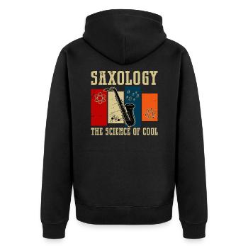 SAXOLOGY - The Science Of Cool - Unisex Premium Organic Zip Hoodie - black - Back - Nico (187cm)