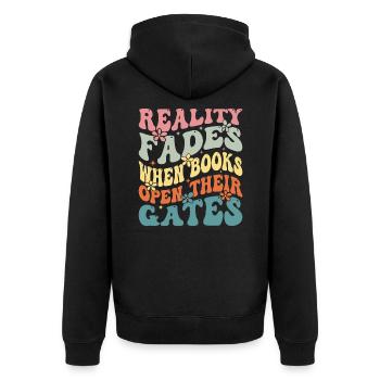 Dicton de rat de bibliothèque - lecteur de livre passionné - Veste à capuche bio Premium Unisexe - noir - Dos - Nico (187cm)