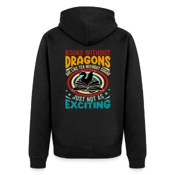 Dicton du livre du dragon - Livres sans dragons - Veste à capuche bio Premium Unisexe - noir - Dos - Nico (187cm)