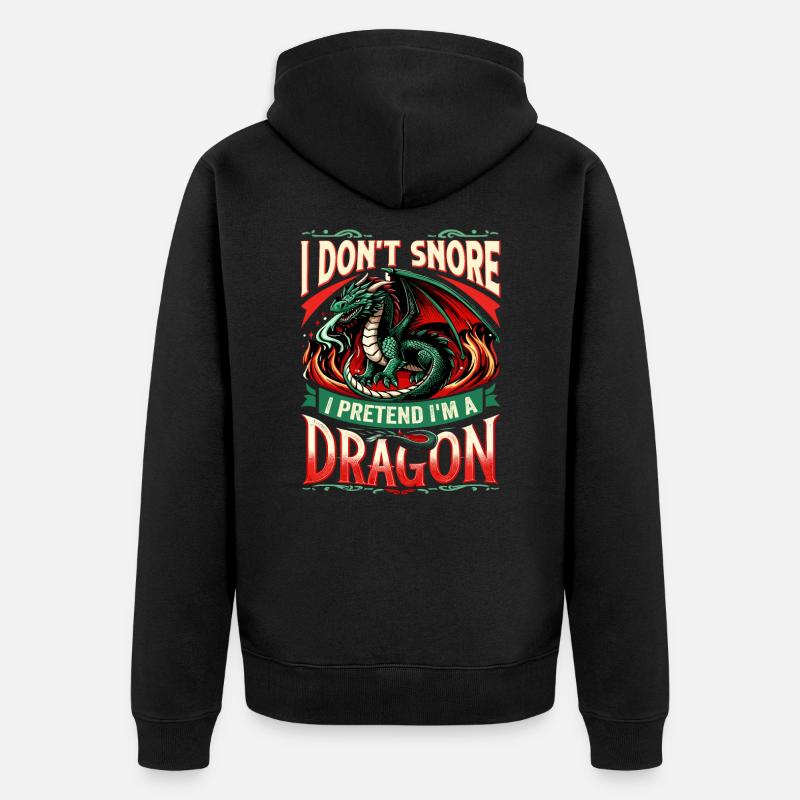 Drachen Flüsterer – Ich Schnarche Nicht - Unisex Premium Bio Zip Hoodie - Schwarz