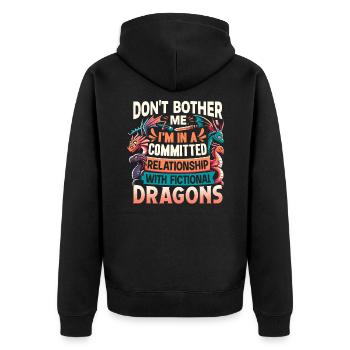 Fictional Dragons – A Committed Relationship - Unisex Premium Organic Zip Hoodie - black - Back - Nico (187cm)