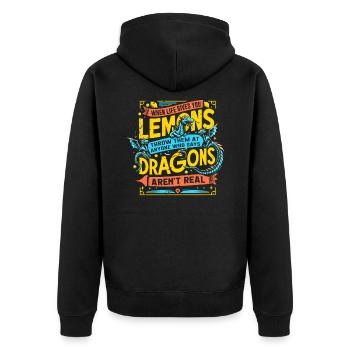 LES DRAGONS SONT RÉELS - Dire drôle que les DRAGONS sont là - Veste à capuche bio Premium Unisexe - noir - Dos - Nico (187cm)
